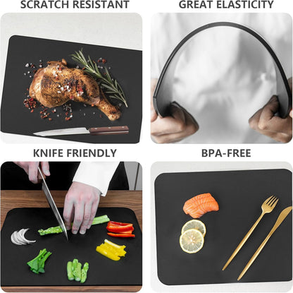 ZVP Thick Silicone TPU Cutting Board Mats for Kitchen, Flexible Rubber Cutting Boards, Anti-Slip Cutting Mats, Semicircle Chopping Board, BPA Free Dishwasher Safe, 2 Pieces