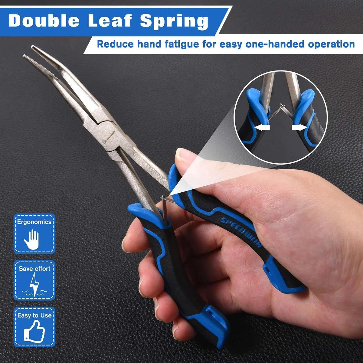 SPEEDWOX Long Reach Bent Needle Nose Pliers With Smooth Jaw Angled Needle Nose Pliers For Jewelry Making Fish Bone Pliers Tweezers Bent Chain Nose Pliers For Wire Bending And Small Object Gripping