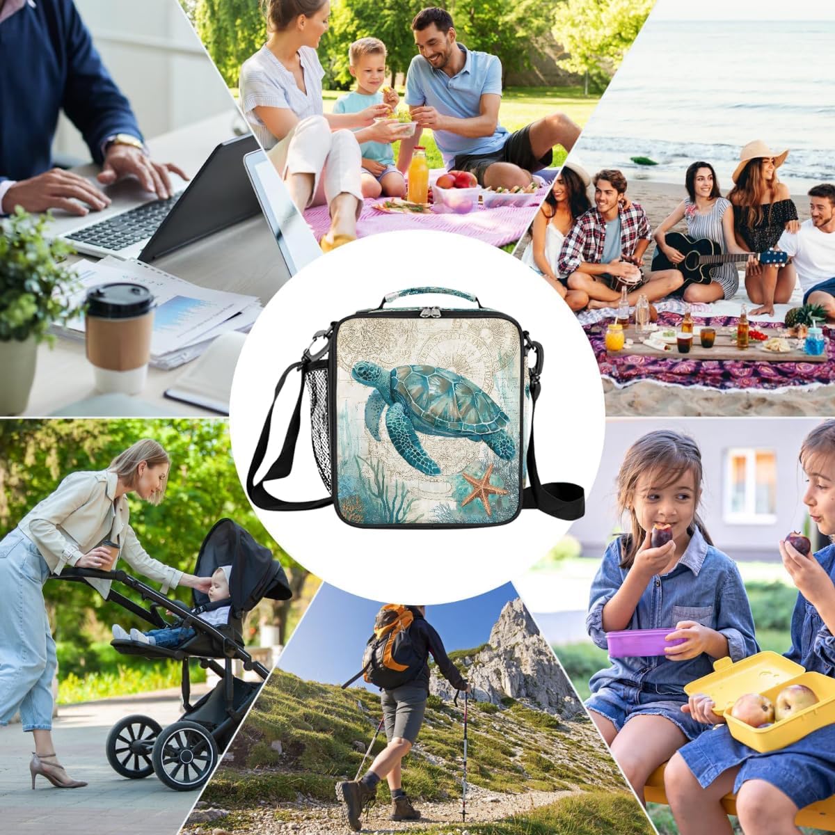 cfpolar Skull Skateboard Lunch Box for Boys Girls, Insulated Lunch Bags for Kids Reusable Mini Cooler Lunch Tote Lunchbox Thermal Meal Tote Kit with Shoulder Strap for Work School Picnic