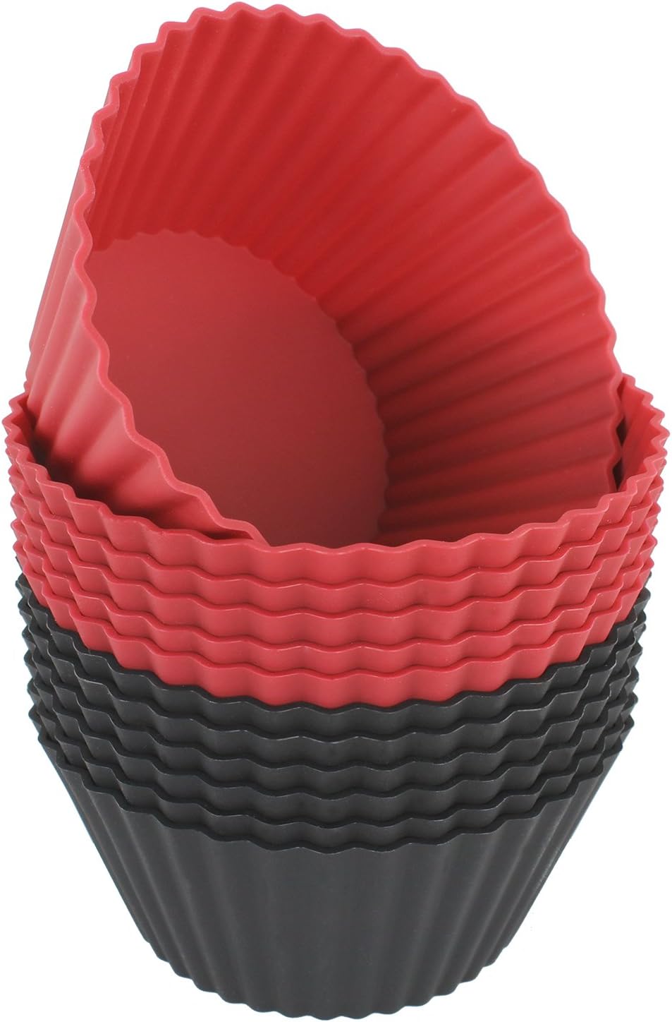 Freshware Cupcake Liners, Pack of 12 Silicone Muffin Cups, Baking Cups, Reusable & Non-stick Cupcake Liners for Party Halloween Christmas, Large Round