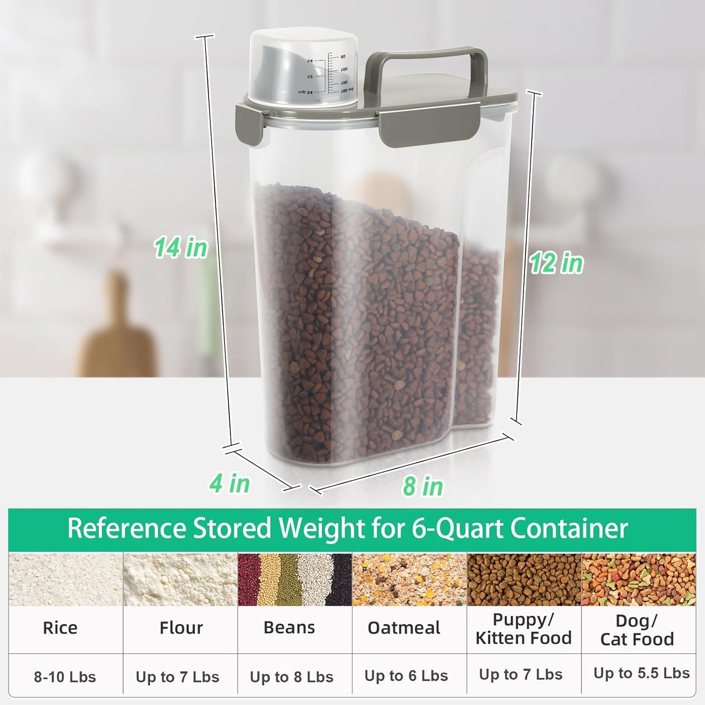 TBMax Rice Container 10 Lbs, Cereal Container Oatmeal Storage, Airtight Food Dispenser with Easy-pouring Spout & Handy Cup for Flour Grain Beans, Pet Dog Cat Bird Food Storage Container