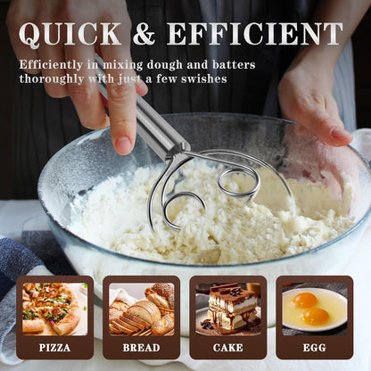 TEEVEA Danish Dough Whisk, Stainless Steel for Sourdough Bread