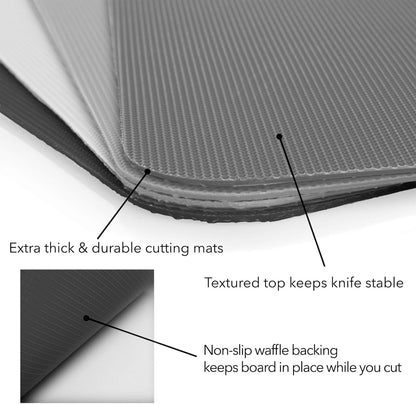 Simply Genius Flexible Cutting Board Set - Color-Coded Plastic Cutting Board Mats - Dishwasher-Safe Chopping Surfaces - Space-Saving Kitchen Mat Storage - 4-Pack Multicolor 11.5 x 15 in