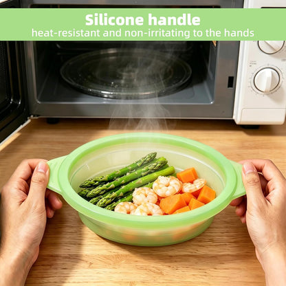 Silicone Microwave Steamer Collapsible Cooker for Vegetables Fish Prep Meal