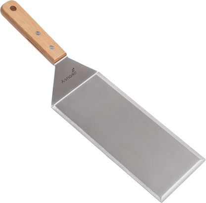 Stainless Steel Metal Griddle 4 x 8 inch Spatula - Spatula Hamburger Turner Scraper - Pancake Flipper - Great for BBQ Grill and Flat Top Griddle - Commercial Grade
