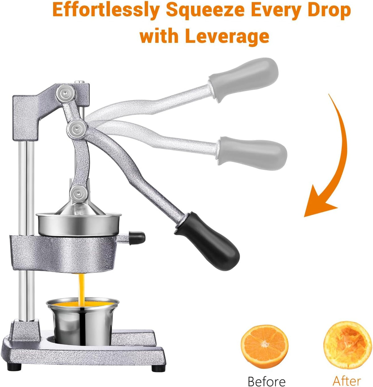 TONGCHANT Cast Iron Manual Juicer for Orange Lemon Citrus Fruit & Lime