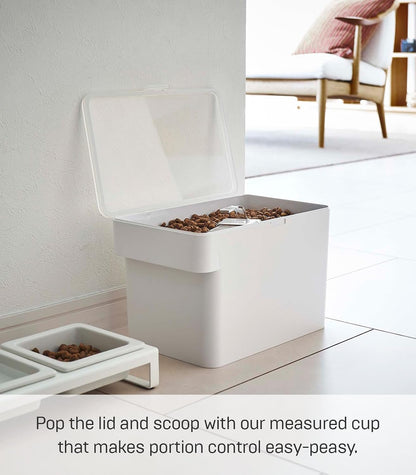 YAMAZAKI Home Tower Airtight Pet Food Storage Container - Cat And Dog Food Holder Bin With Transparent Lid And Handle - Extra Large - Polypropylene - 6.6 Gallons, 25 Liters