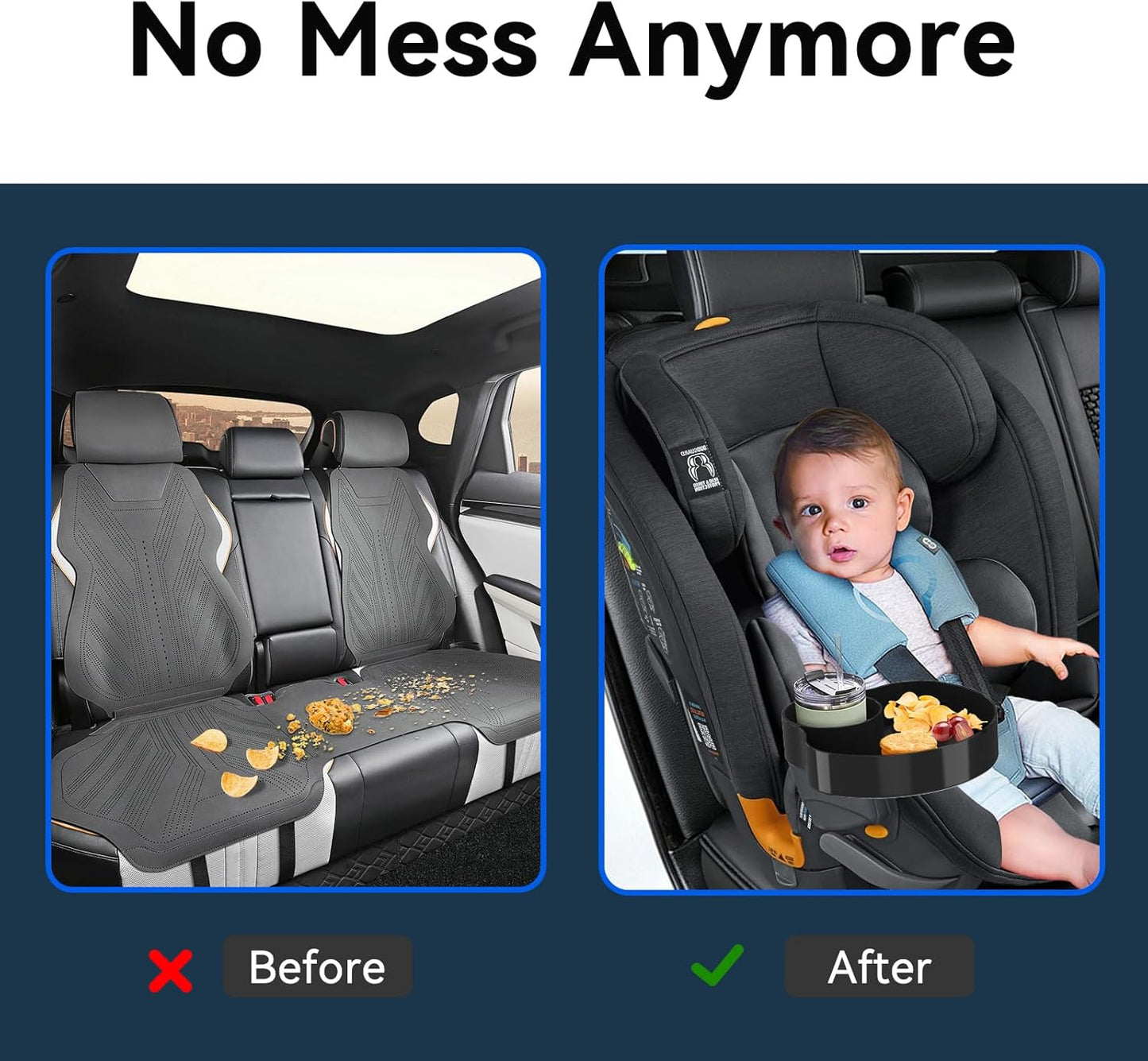 [2 Packs Blue & Pink] Kids Car Seat Tray, Travel Tray with Cup Holder for Toddler Baby, Kids Car Seat Food Snack Organizer for Road Trip, Stroller snack Organizer Travel Must Haves Toddler Must Haves