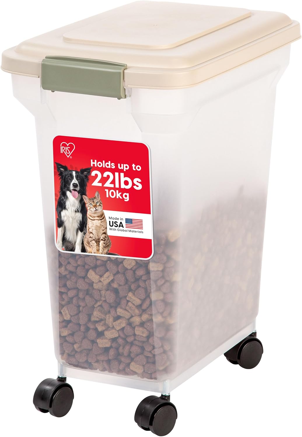 IRIS USA Dog Food Storage Container, Airtight Lid, 2-Cup Scoop, Up to 13 Pounds Pet Food Storage, Versatile Pet Food Bin, Treats, BPA Free, Dark Gray
