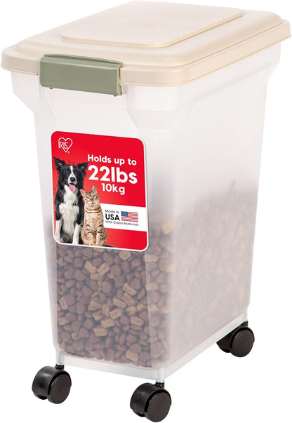 IRIS USA Dog Food Storage Container, Airtight Lid, 2-Cup Scoop, Up to 13 Pounds Pet Food Storage, Versatile Pet Food Bin, Treats, BPA Free, Dark Gray