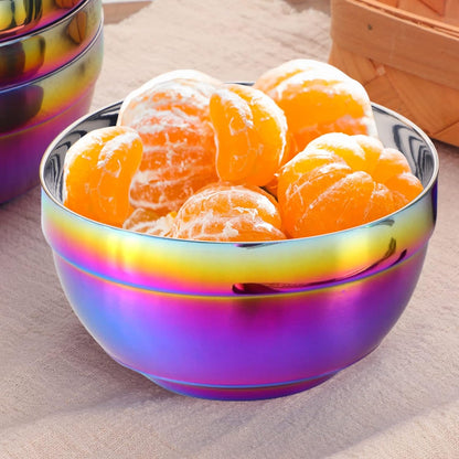 Stainless Steel Bowl Set: 500 ml Cereal Bowl, Set of 10 with Gift Box Included. Double Walled Insulated & Dishwasher Safe, Durable Deep Soup Bowl, Suitable for Home Kitchen & Child (Silver)