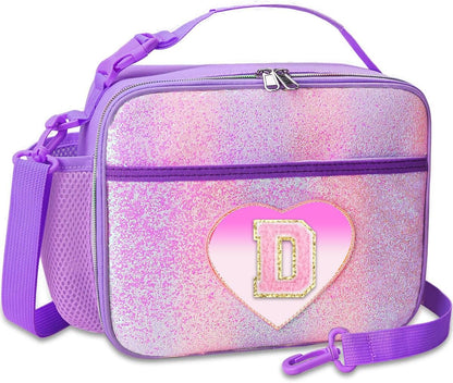 RHCPFOVR Kids Initial Lunch Bag - Insulated Lunch Box for Boys Girls,Washable Lunch Bag and Reusable Toddler Leak-proof Lunchbox for School and Daycare - Colors B