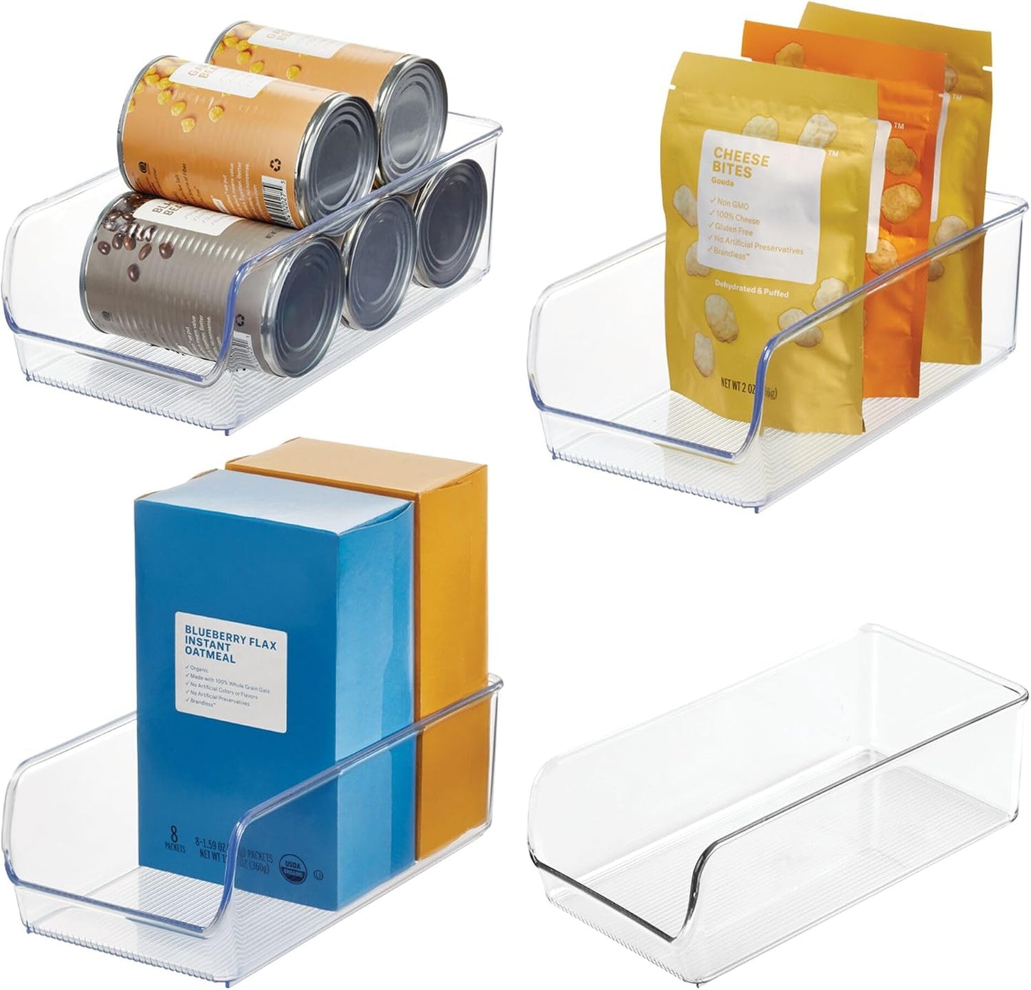 iDesign Recycled Plastic Freezer and Refrigerator Organizer Bin, Set of 2, The Linus Collection – 5.25" x 11" x 3.5", Clear