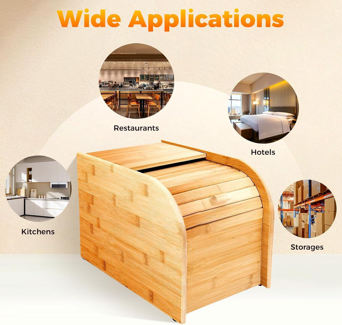 22 lbs Bamboo Rice Storage Container with Sliding Lid & Measuring Cup, Airtight Dry Food Organizer for Kitchen Countertop - Large Capacity Grain Bin for Flour, Nuts, Beans, Pet Food - Natural Wood