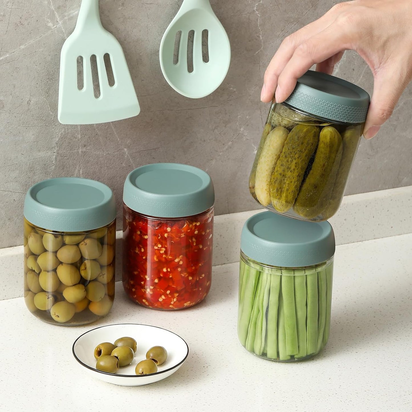 NETANY 6-pack 10oz Glass jars with Airtight Lids, Overnight Oats Containers with Lids, Wide mouth Mason Salad jars, Glass Food Storage Containers for Snacks Yogurt Spice Sugar