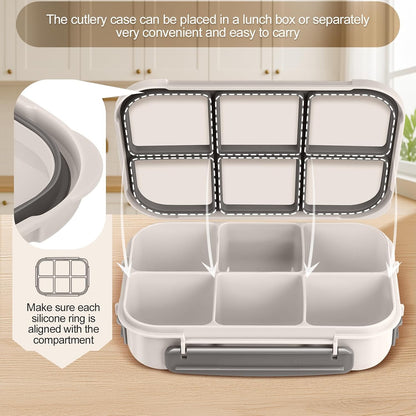 Amathley Lunch Box Kids Girls Boys,Bento Box Adult,Toddler Lunch Containers for School,Leakproof Snack Containers with 6 Compartments,Sauce Container,10 Food Picks and 4 Muffin Cups (Green)