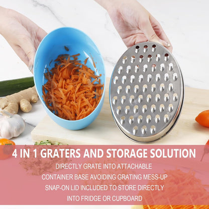 Cheese Grater Citrus Lemon Zester with Food Storage Container & Lid - Perfect For Hard Parmesan Or Soft Cheddar Cheeses, Ginger, Vegetables, Butter, Chocolate & Nutmeg (White)