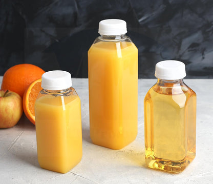 MT Products PET Plastic Juice Bottles 16 oz. - Clear Take-Out Containers (Pack of 12) - Made in USA