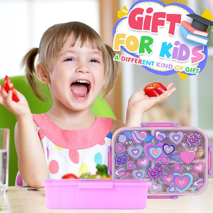 Stainless Steel Bento Lunch Box for Kids, 800ml/27oz BPA-Free Leak-Proof Food Containers with 3 Compartments, Freezer & Dishwasher Safe, Back to School Students Lunches Size for Ages 3-7