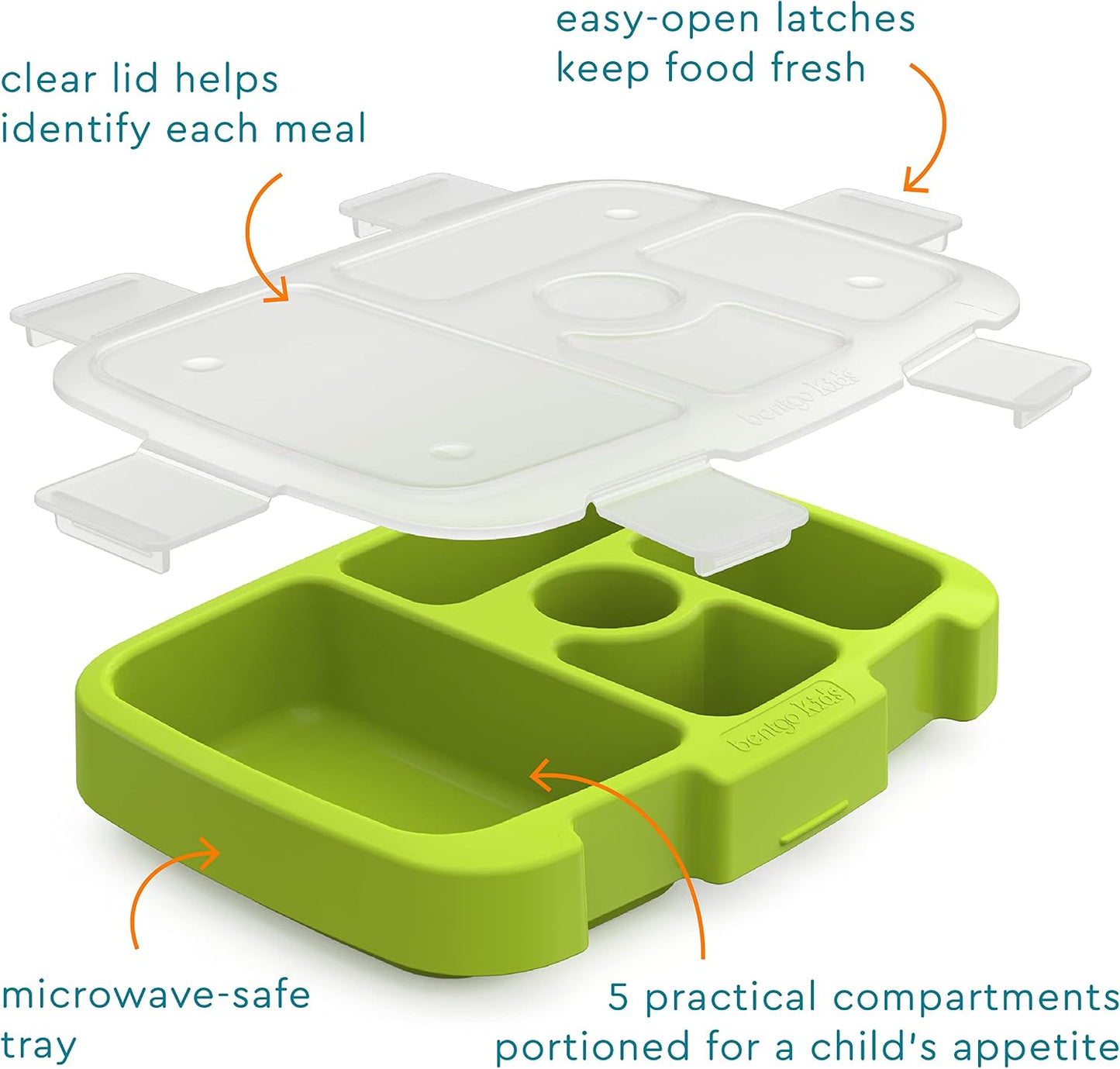 Bentgo® Kids Prints Tray with Transparent Cover - Reusable, BPA-Free, 5-Compartment Meal Prep Container with Built-In Portion Control for Healthy Meals At Home & On the Go (Mermaids in the Sea)