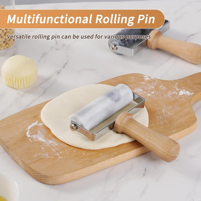 Small Marble Rolling Pin Pizza Roller for Baking (Type B Black)