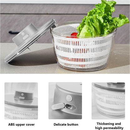 Electric Salad Spinner, 6L Lettuce spinner,Large Capacity Salad Vegetable Dryer,Fruit Salad Washer spinner dryer for Home Kitchen Washing & Drying Leafy Vegetables