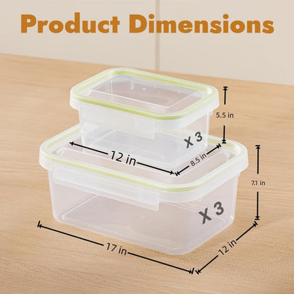 Refrigerator Organizer With Integrated Flip-Top Lid,Clear Airtight Fruit Storage Containers For Fridge,Meal Prep Containers Reusable,Microwave and Freezer Safe,BPA Free, 6 Pack Set (3x30oz, 3x10oz)