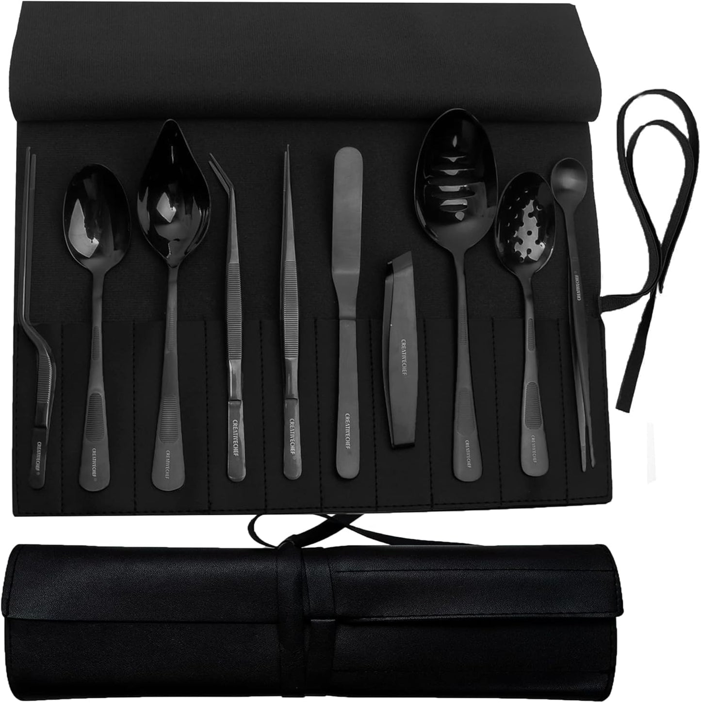 CREATIVECHEF Professional Chef Plating Kit, 10 Piece Culinary Plating Set, Black, Stainless Steel