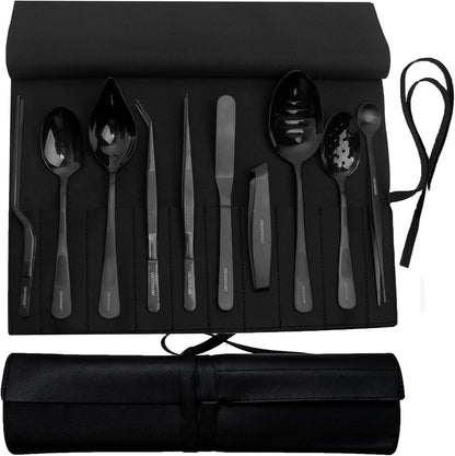 CREATIVECHEF Professional Chef Plating Kit, 10 Piece Culinary Plating Set, Black, Stainless Steel