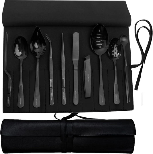 CREATIVECHEF Professional Chef Plating Kit, 10 Piece Culinary Plating Set, Black, Stainless Steel