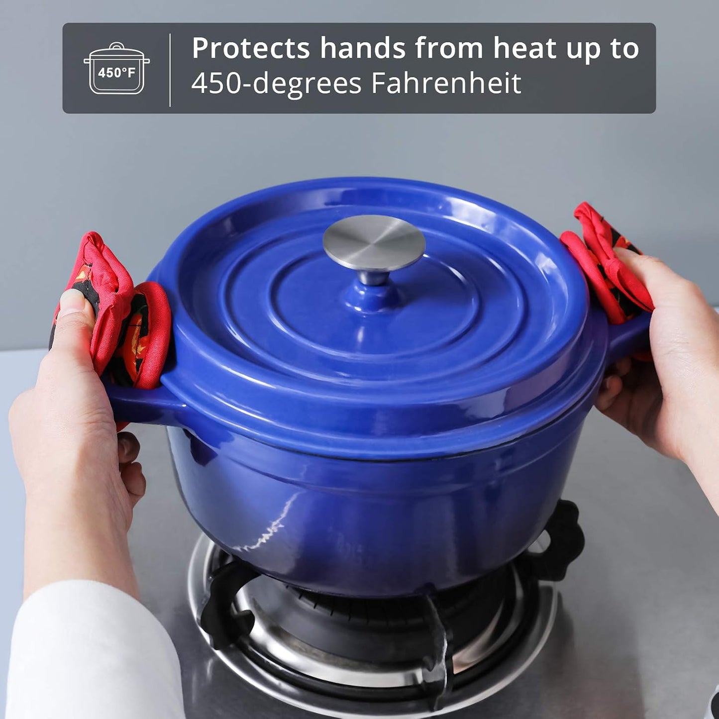 Cast Iron Skillet Handle Covers,Pot Handle Covers Heat Resistant,Pot Holders for Kitchen Heat Resistant,Machine Washable Handle Mitts 2 PCS(Striped)