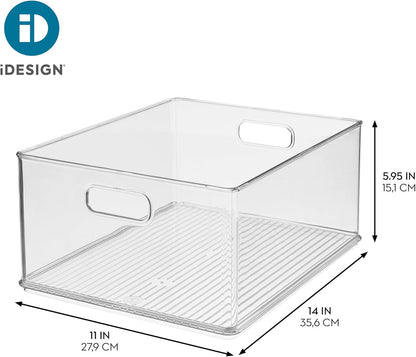 iDesign Recycled Plastic Stackable Storage Bin with Handles - Clear