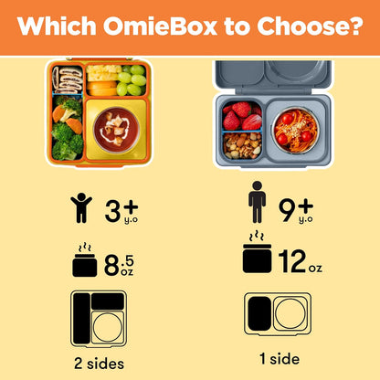OmieBox Bento Box for Kids - Insulated Bento Lunch Box with Leak Proof Vacuum Insulated Food Jar - 3 Compartments, Two Temperature Zones (Blue Sky)