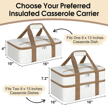 Insulated Casserole Carrier, Portable Casserole Carrier for Hot or Cold Food Lunch Tote Warmer or Cooler Bag, Lasagna Lunch Bag for Potluck Parties- Fits 9" x 13" Baking Dish-Charcoal Grey