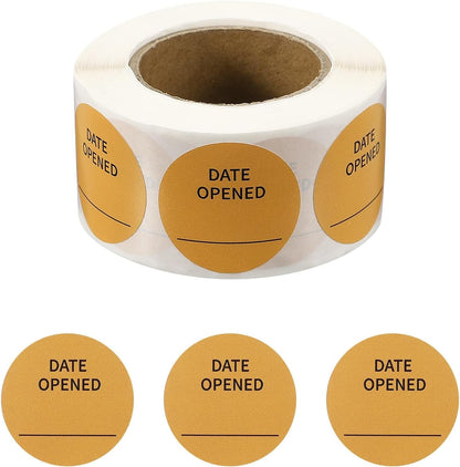 PATIKIL 500 Pcs Date Opened Stickers Roll, 1.25 Inch Food Storage Labels Removable Freezer Labels Adhesive Food Labels for Inventory Organized Kitchen Containers, White and Black