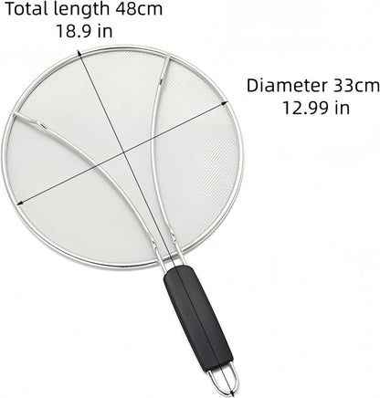 grease splatter guard,Kitchen Supply,Splatter Guard for Frying Pan & Food Strainer and Universal Cookware,stainless steel kitchenware,splash guard for Cooking with Comfort Grip Handles (1pcs-13 in)