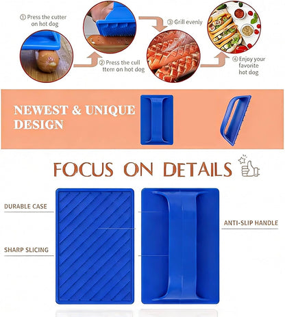 HERCHR Hot Dog Cutter Criss Cross, Hot Dog Cross Hatch Cutter Hot Dog Slicer Tool with 15 Sharp Blades, Sausage Press and Spiral Cutter for Even Grilling, Indoor Outdoor Camping Backyard Use