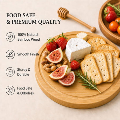 Maxcheck 6 Sets Baby Shower Bridal Game Prizes for Winners Round Cheese Board Set Wood Mini Charcuterie Board with Knives and Forks Thank You Card with Gift Box for Guests Wedding (Bamboo)