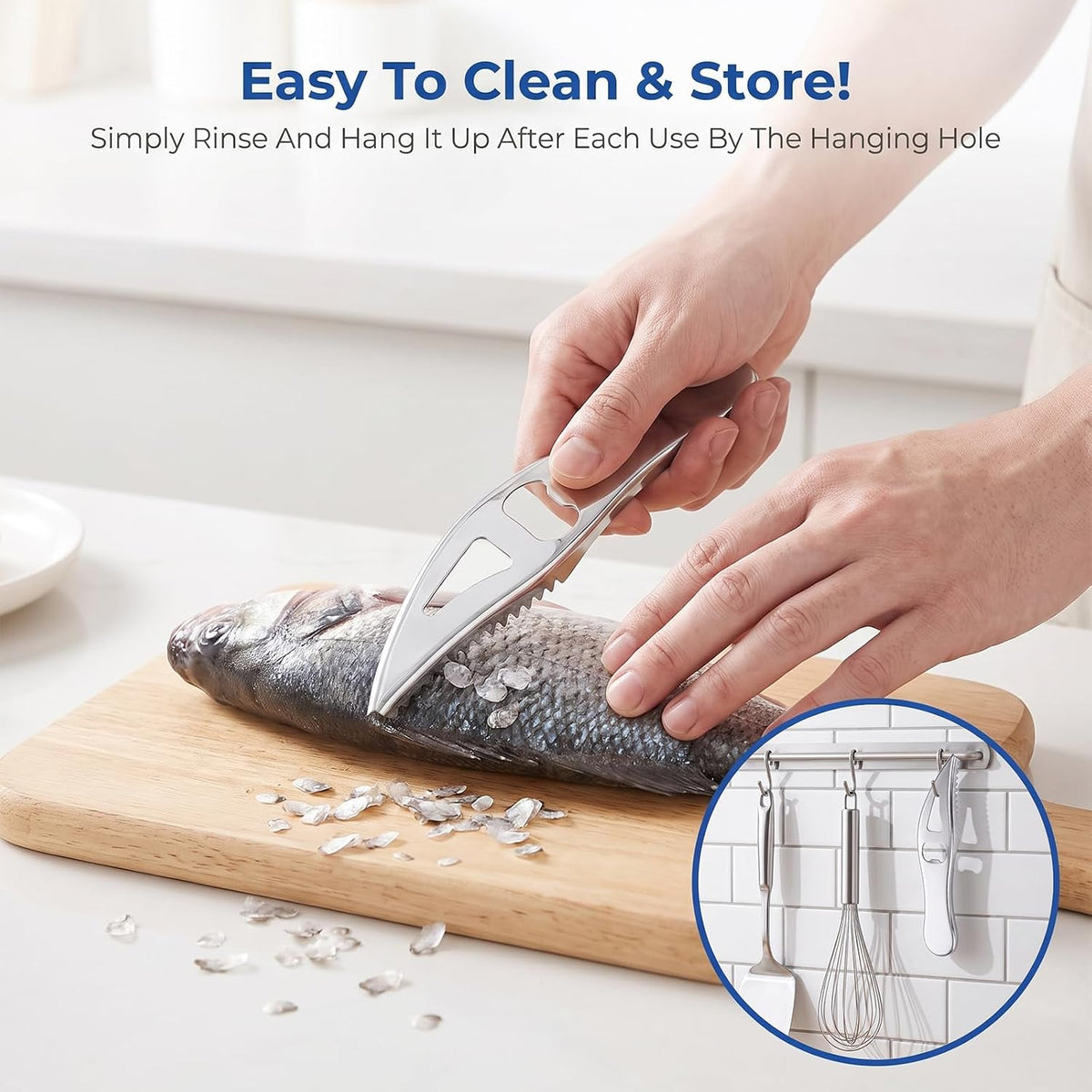 2 Pcs Fish Scaler Remover, Stainless Steel Portable Fish Descaler Tool
