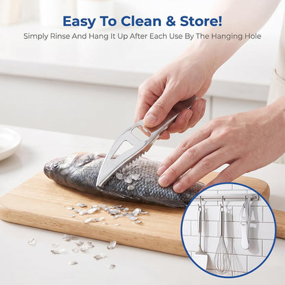 2 Pcs Fish Scaler Remover, Stainless Steel Portable Fish Descaler Tool