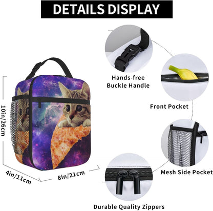 Black Cat Reusable Lunch Box Food Bag Insulated Lunch Bag for Teenage Boys Girls School Beach
