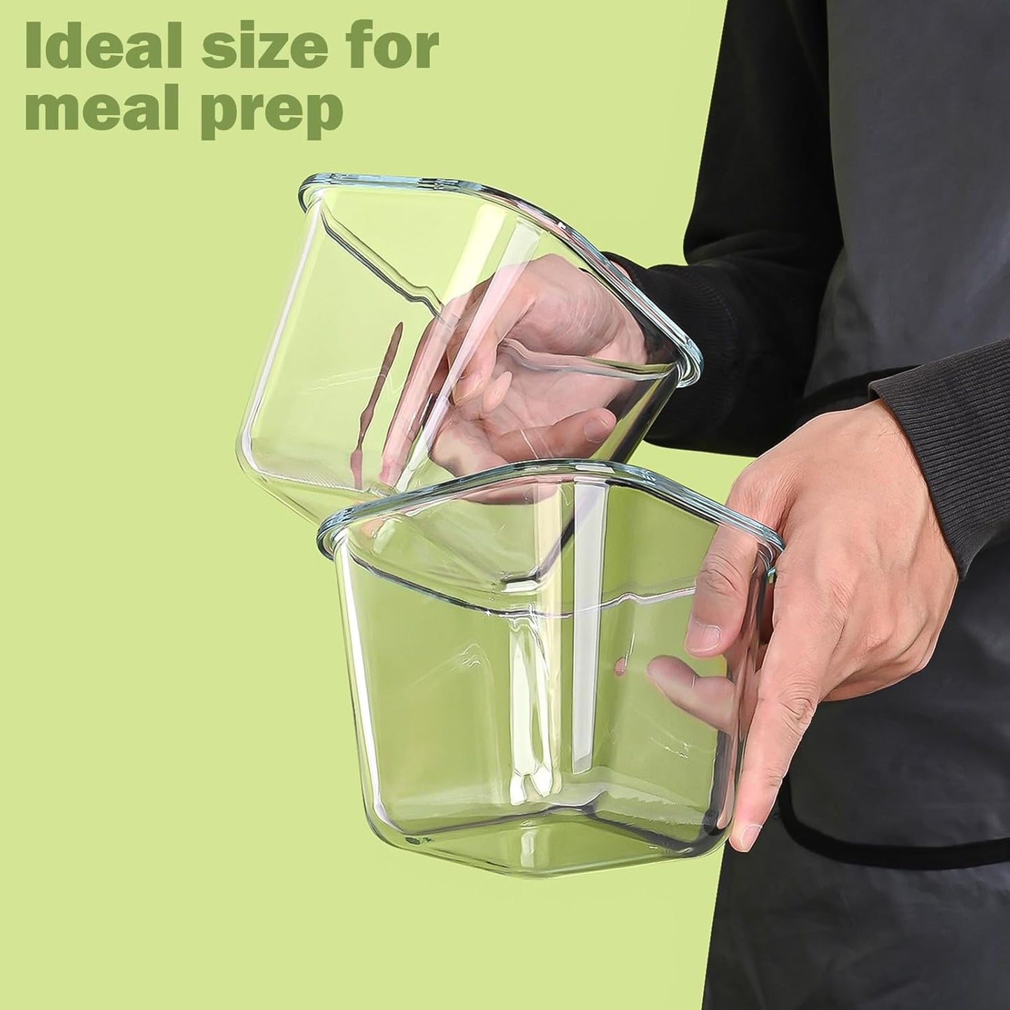 Glass Soup Containers with Lids 32oz - Borosilicate Glass Storage Containers 4 Cup, Freezer to Microwave Safe, Airtight Leak Proof, Square Meal Prep Containers for Lunch Travel- 6 Pack