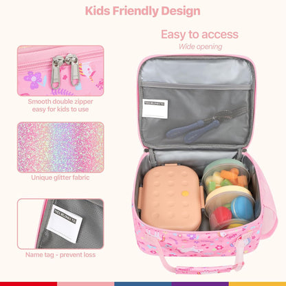 Bagseri Kids Lunch Bag Boys - Thermal Insulated Lunch Box Tote with Water Bottle Holder, Reusable Leak-Proof Kids Lunch Box for Daycare & School, Black Dinosaur (Containers Not Included)