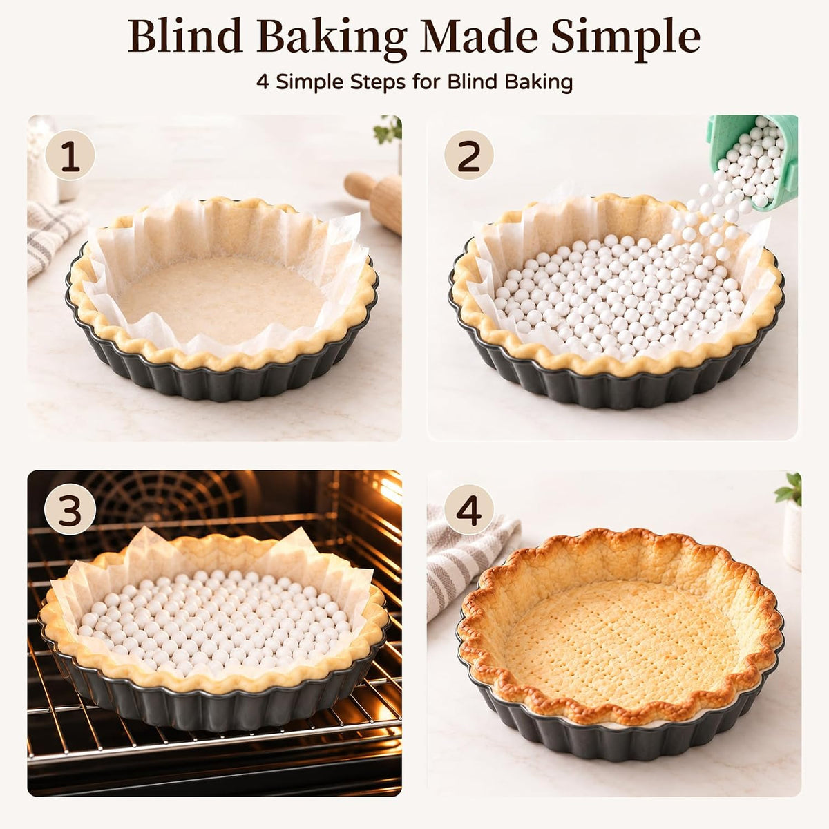 MOBYKE 2.2 LB Ceramic Pie Weights, Reusable Baking Beads for Pie Crust