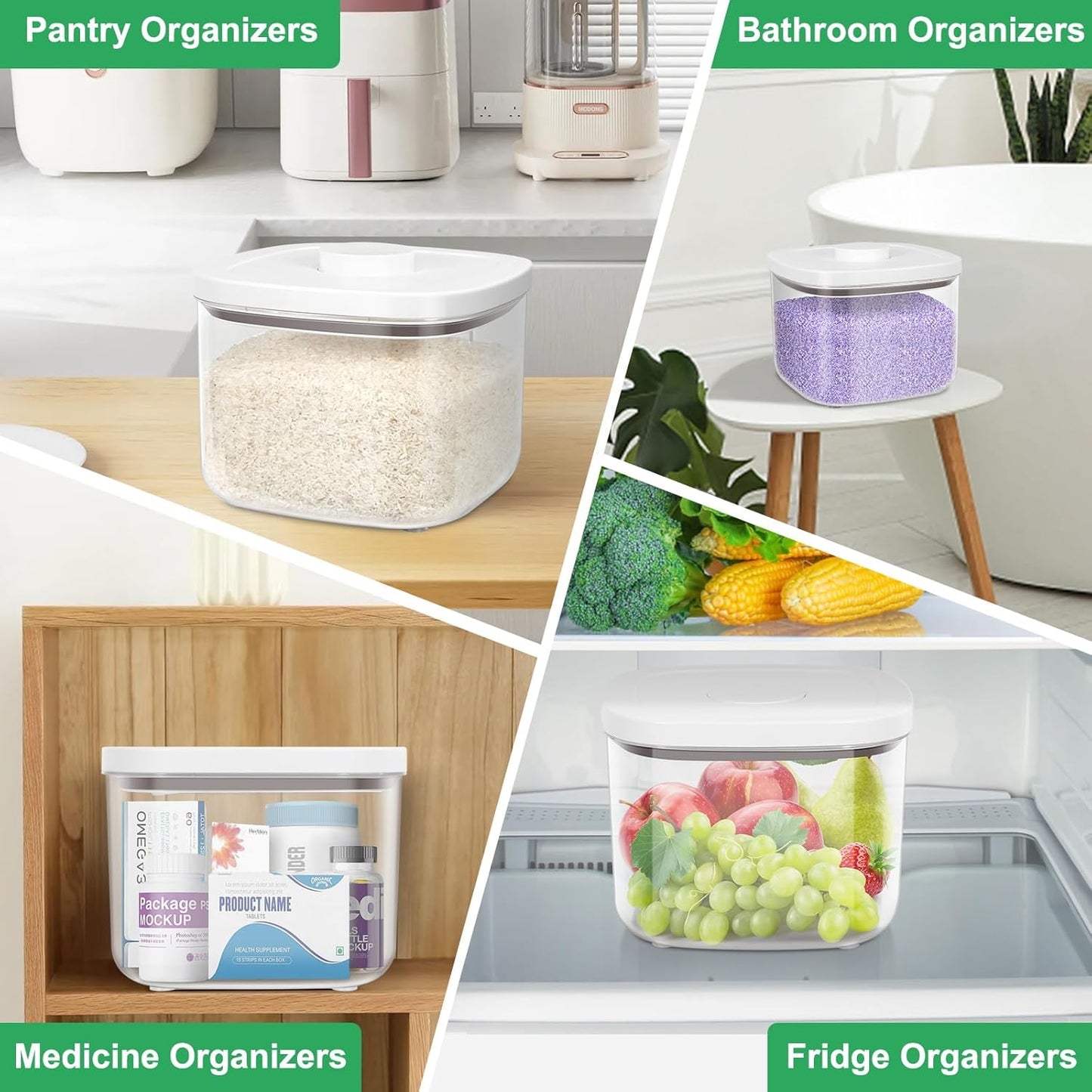TBMax Large Airtight Food Container 6 Qt with Pop Up Lid & Measuring Cup for Rice, Flour, Cereal, Sugar, or Pet Food Storage, Rectangular Tall Food Storage Bin for Kitchen Pantry Organization
