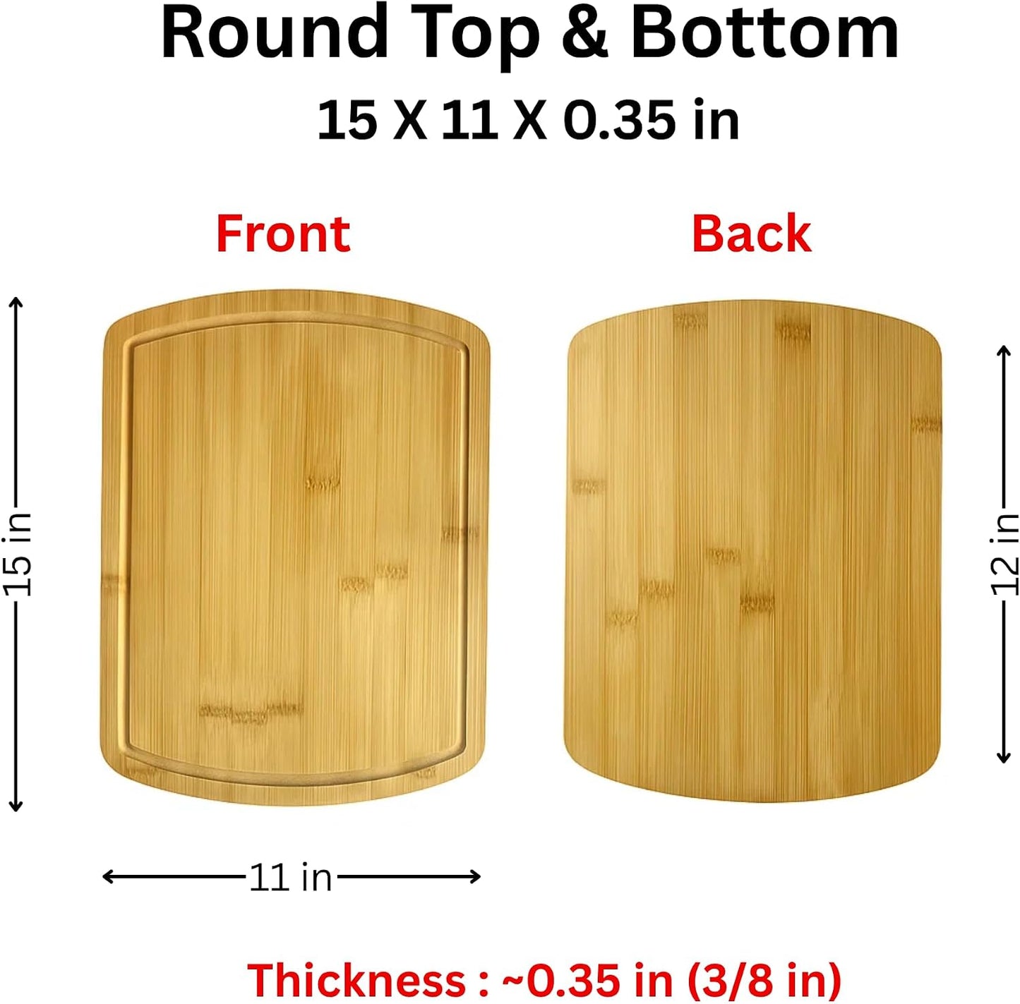Set of 6, Bulk Bamboo Cutting Boards with Juice Groove – 12X9" Rounded Rectangle Charcuterie Trays, Grazing Platters, Blank Wood for Engraving, Epoxy Crafts, Resin Arts, Wall Decor