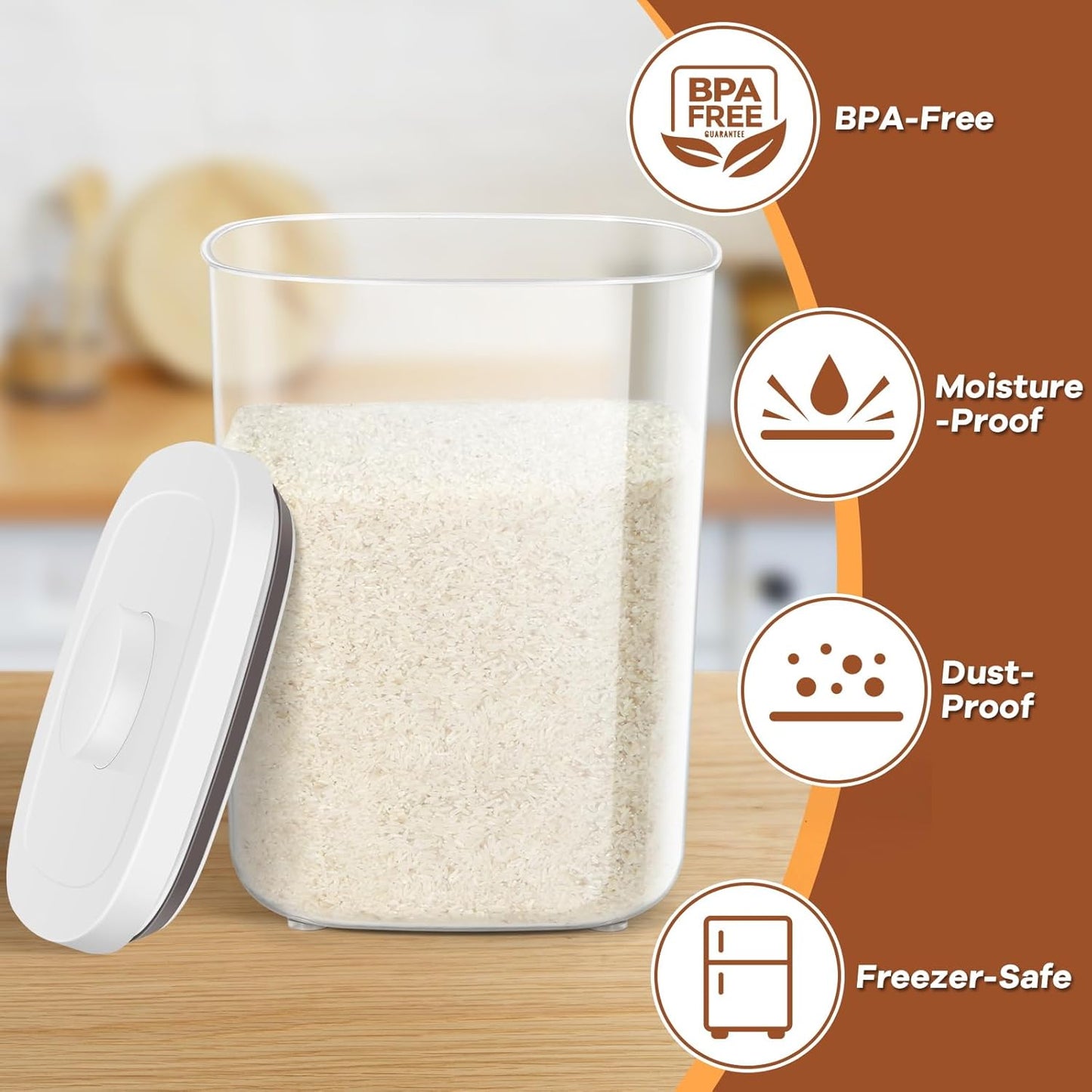 TBMAXS Versatile Storage Container Bin with Pop-up Lid & Scoop, Rice Flour Container Dog Cat Food Storage Container, Laundry Room Organization Household Essentials Kitchen Pantry Organizers