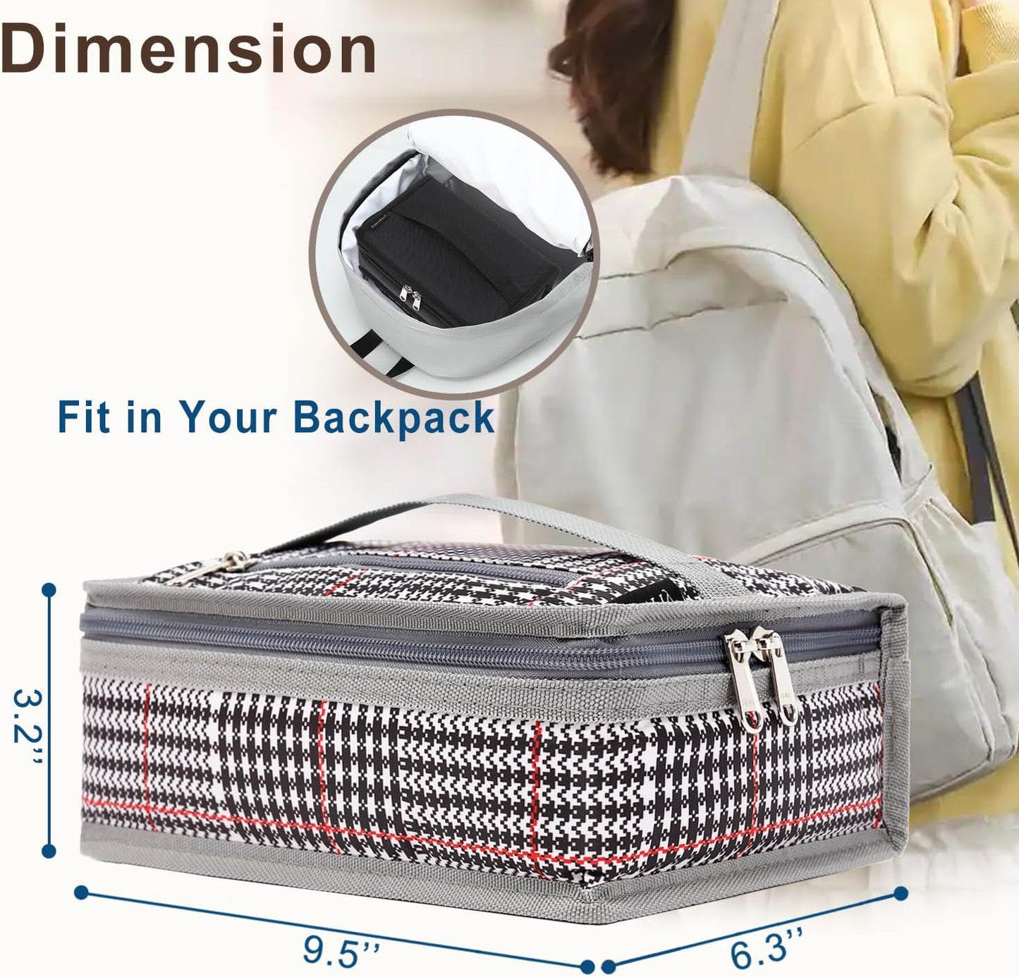 FlowFly Small Insulated Lunch box Portable Soft Bag Mini Cooler Thermal Meal Tote Kit with Handle for Work & School, Black