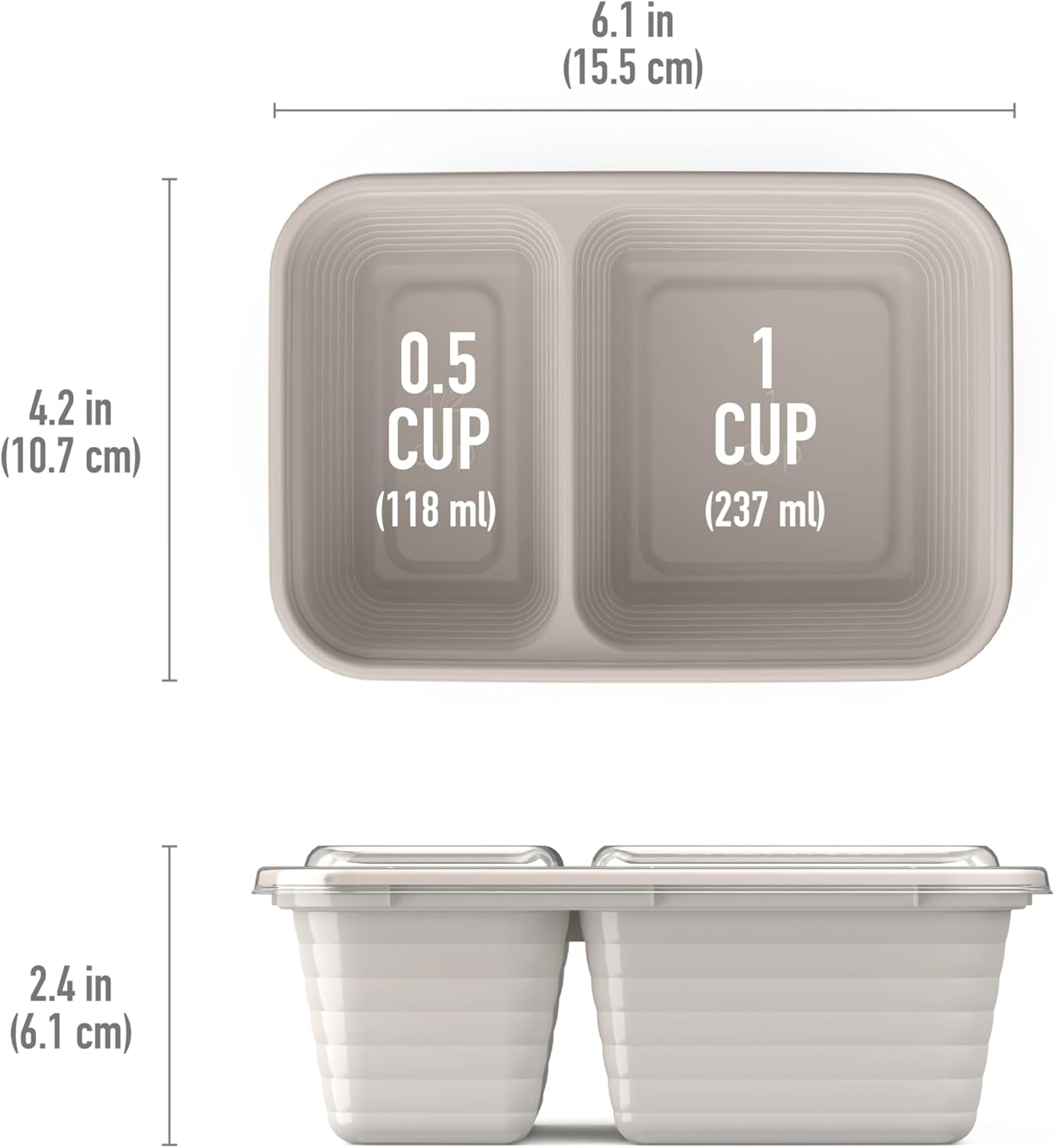 Bentgo Prep - 2-Compartment Snack Containers with Lids - Reusable, Microwaveable, Durable, PFAS & BPA-Free, Freezer, & Dishwasher-Safe Meal Prep Food Storage - 10 Trays & 10 Lids (Basil Glitter)