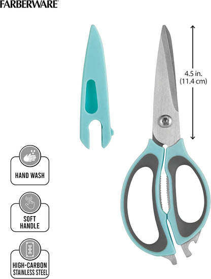 Farberware 4-in-1 Kitchen Scissors, High Carbon Stainless Steel, Black